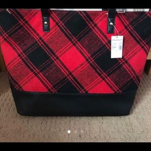 Brand new tote red and black check